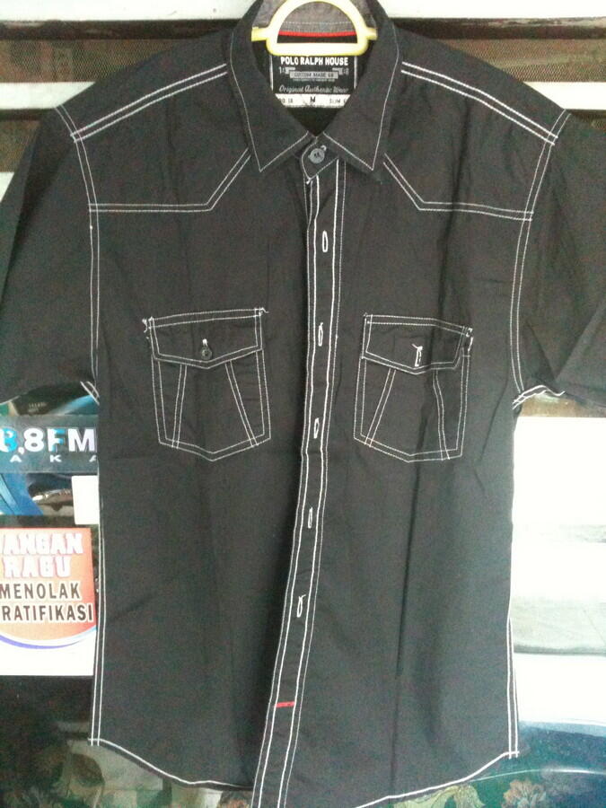 KEMEJA ALISAN KOTAK KOTAK HITAM PUTIH DAN KEMEJA POLO RALPH ORIGINAL