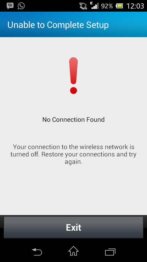 BBM for android no connection found