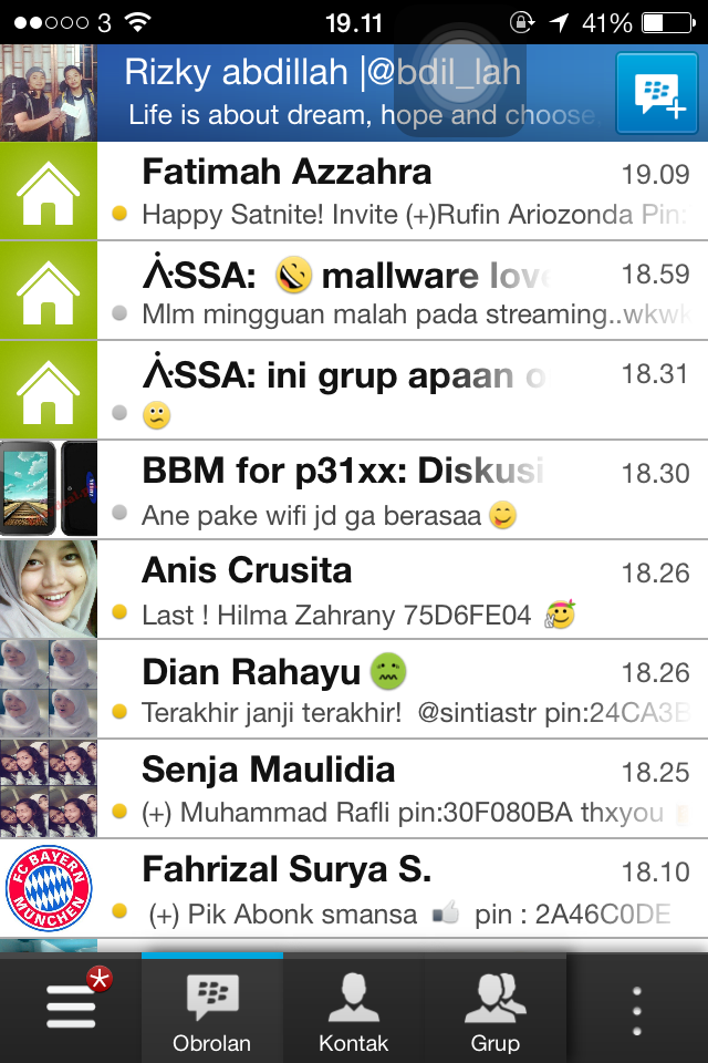 Antara BBM di ANDROID dan IOS