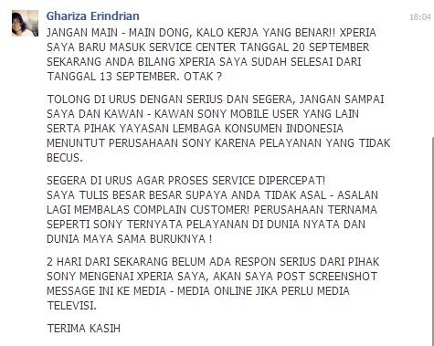 SONY SERVICE CENTER MENGECEWAKAN