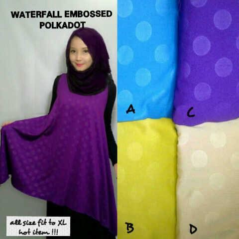 Waterfall embossed polkadot bahan jersey