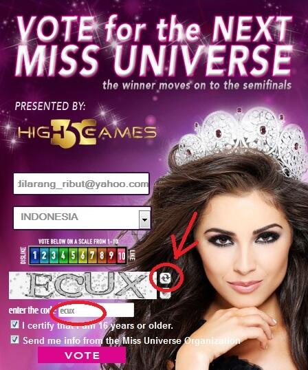 Cara Cepat VOTE Whulandary di Miss Universe 2013. Ayooo bantu di Vote. 