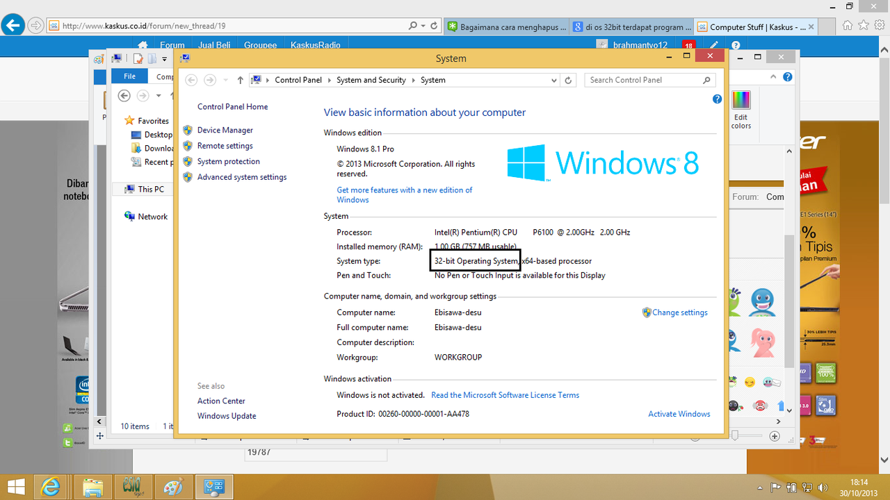 di OS W8.1 32 bit ada program files <x86> & normal program files ?