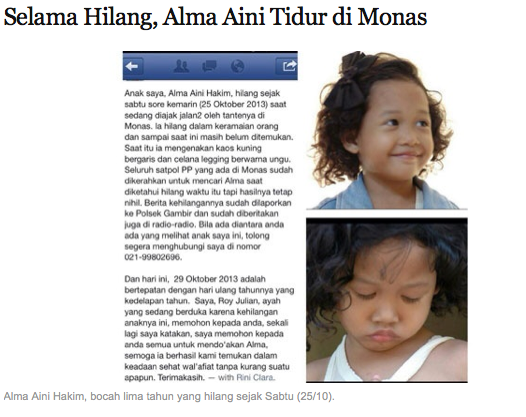 putri kecil Alma sudah ditemukan