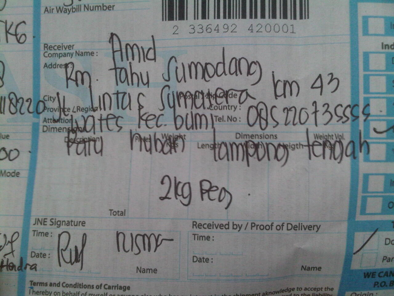 Sharing Foto2 Resi JNE &amp; Komen agan2 yg pernah beli barang dari lapak FJB ane