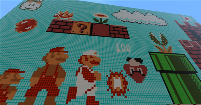 Minecraft Pixelart Mario Scene