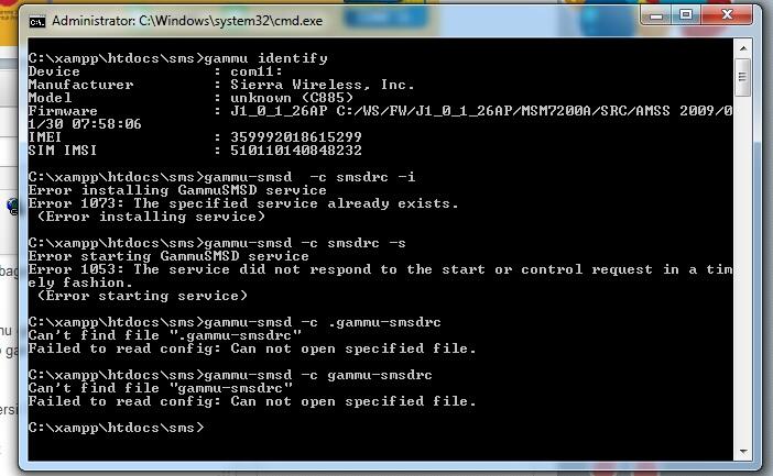 Serivices gammu tidak jalan di windows 7