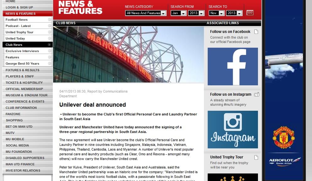 Mantep, Unilever Jadi Sponsor Resmi MU