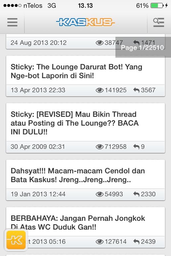 Tampilan KASKUS aplikasi for ios terbaru gan!