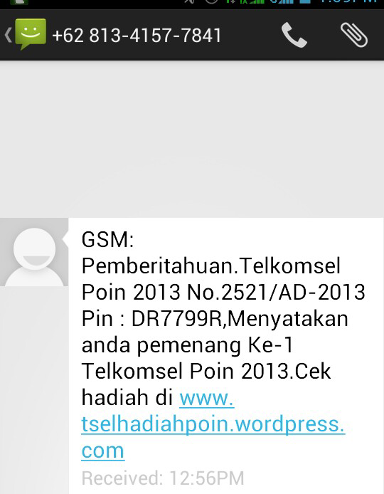 Penipuan Undian Telkomsel poin.