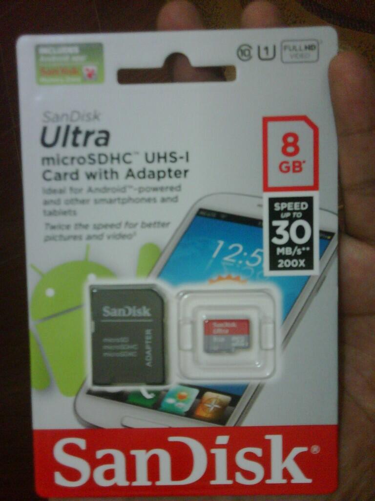Sandisk Micro SDHC Mobile Ultra 8GB Class 10 plus adapternya 80ribu aja