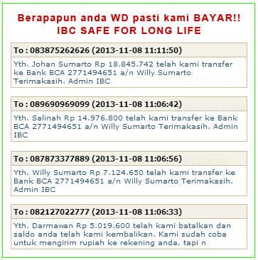 INI BUKTI HASIL DARI MEMBER BISNIS IBC..GILIRAN ANDA JD JUTAWAN!