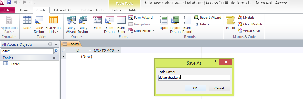 Modul Pembelajaran DATABASE MELALUI MICROSOFT ACCES &amp; VISUAL BASIC 6.0 