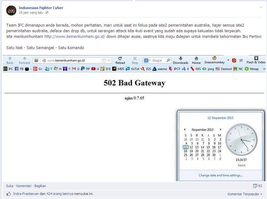 Astaga !! Situs Mentri Pertahanan Indonesia Down oleh Hacker Australi Gan