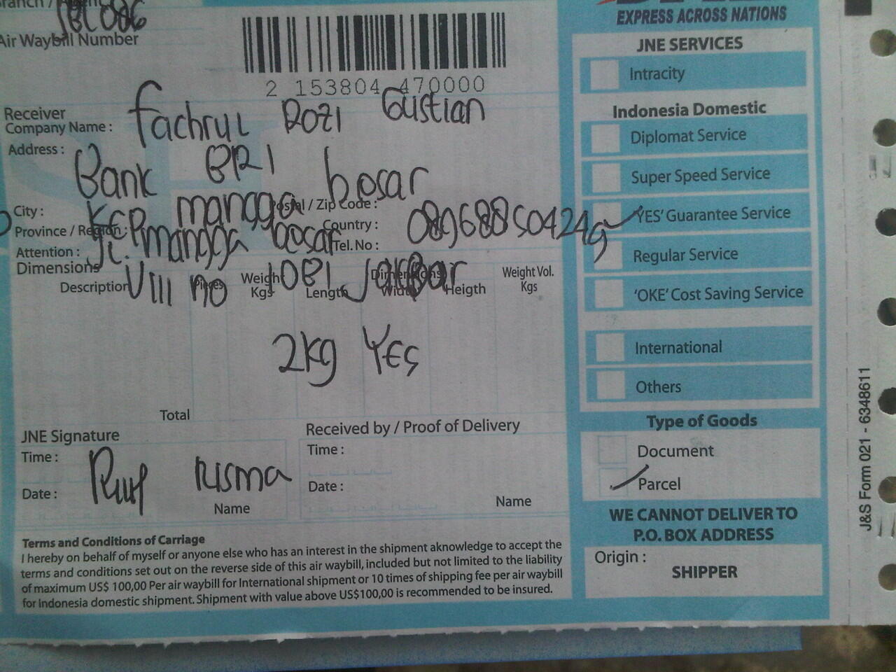 Sharing Foto2 Resi JNE &amp; Komen agan2 yg pernah beli barang dari lapak FJB ane