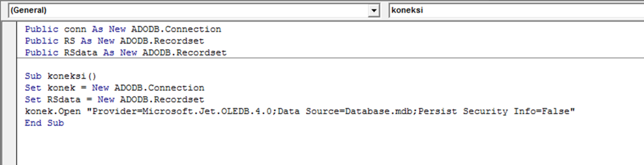 mengkoneksikan database dengan visual basic