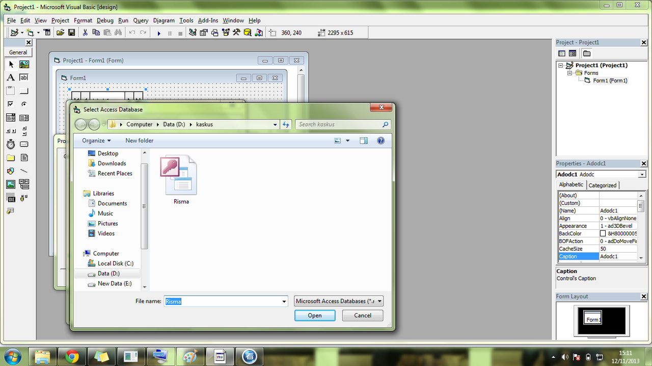Cara menghubungkan atau menampilkan database dari microsoft Acces ke visual Basic