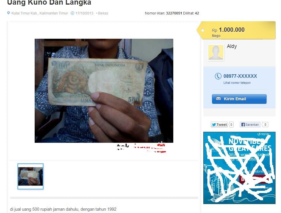 Uang Kuno Dan Langka (Katanya 1 Juta Rupiah)