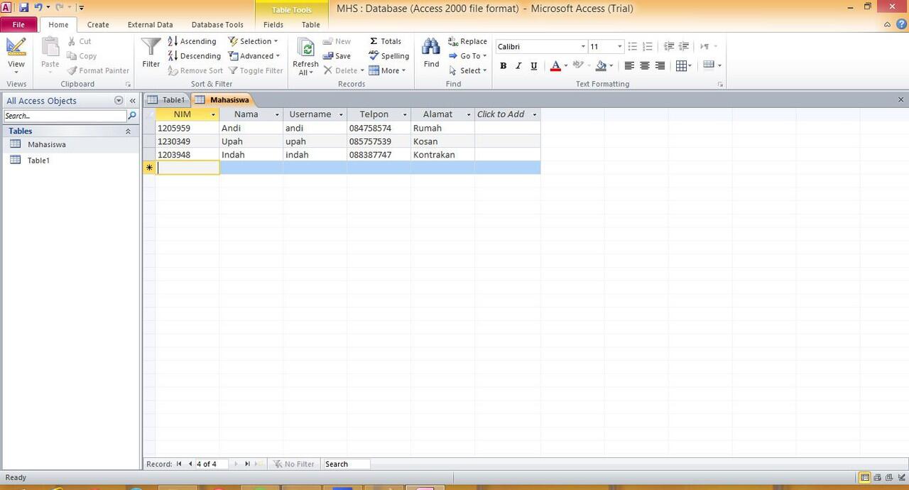 Mengkoneksikan Visual Basic 6.0 Dengan Microsoft Access