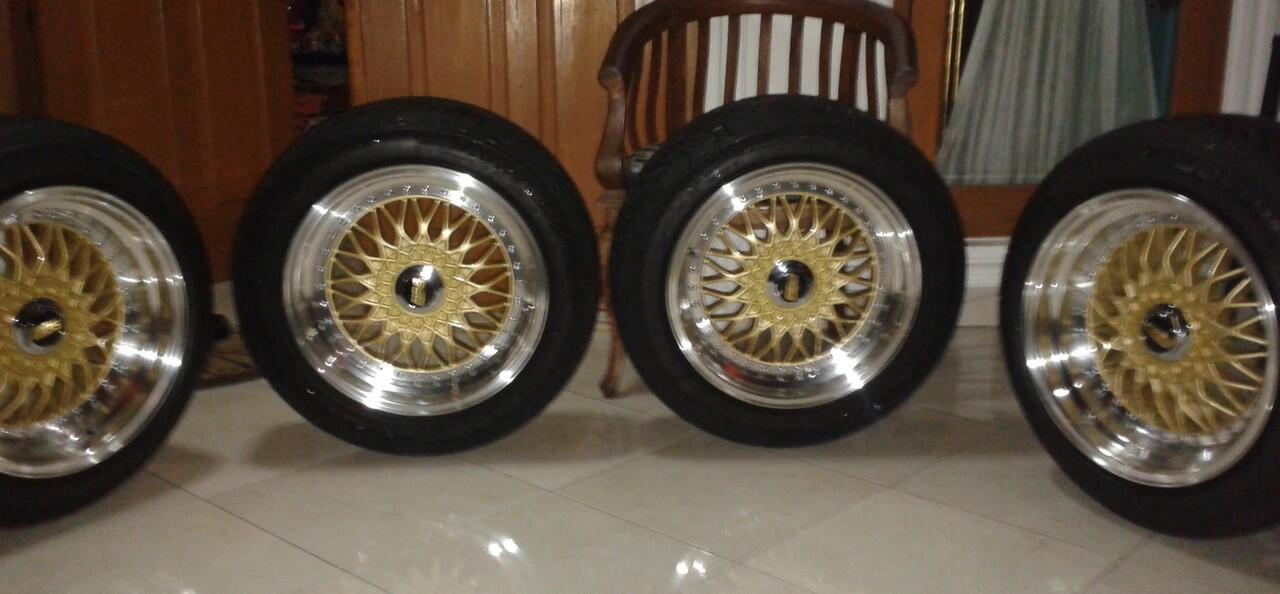 wts velg BBS RS silver gold lebar 8-9 kayak baru