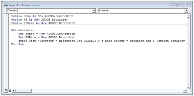 Membuat aplikasi menggunakan Microsoft Access dan Microsoft Visual Basic 6.0