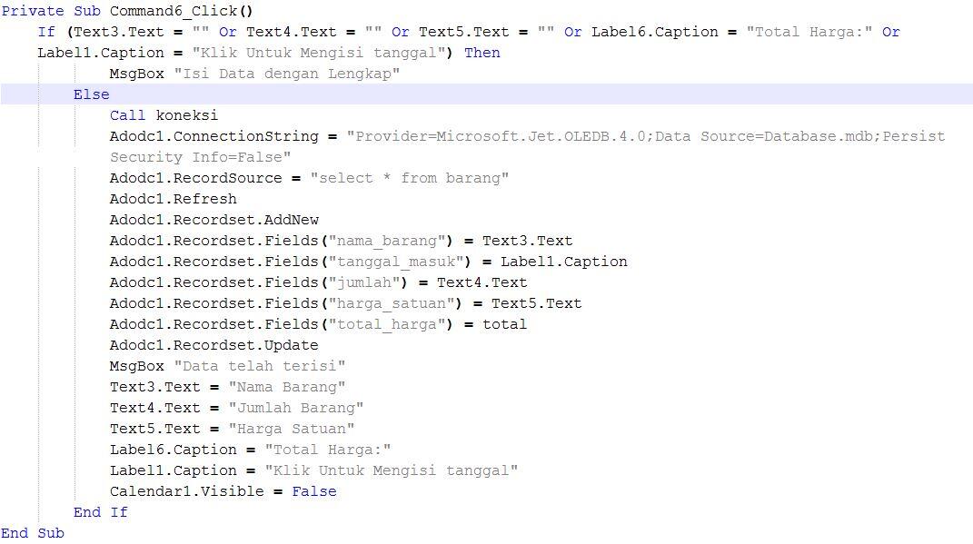 Membuat aplikasi menggunakan Microsoft Access dan Microsoft Visual Basic 6.0