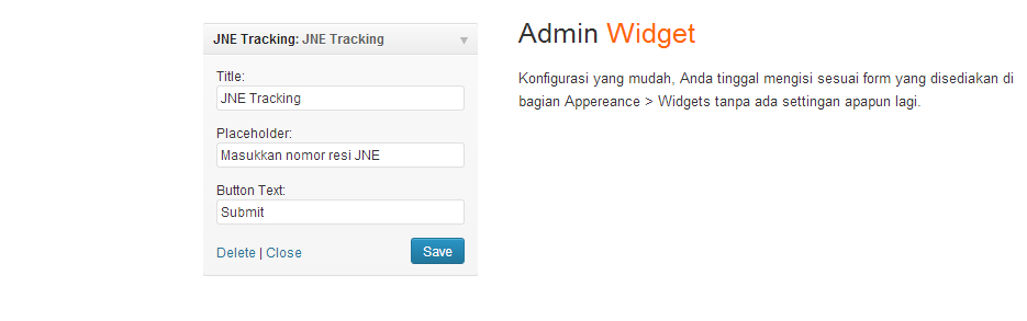 Widget JNE Tracking untuk Wordpress