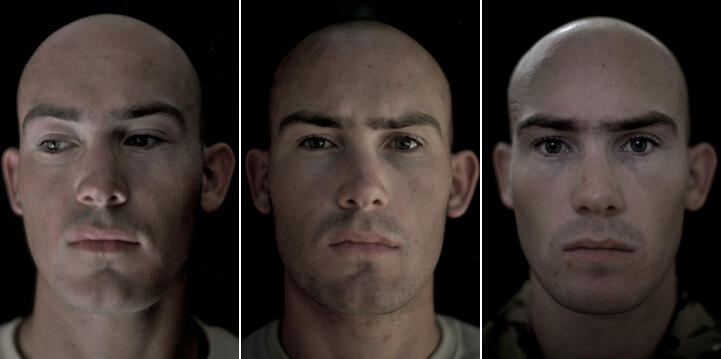 photo-photo wajah tentara Sebelum, Sedang, and Setelah Berperang.