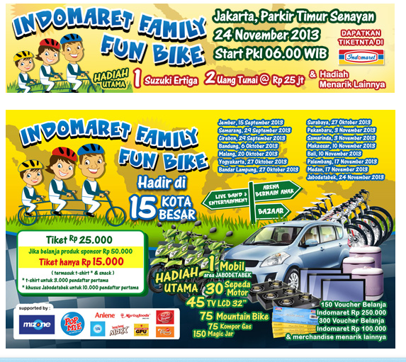 Indomaret Family Fun Bike 2013 Tanggal 24 November 2013 Serentak di 15 Kota