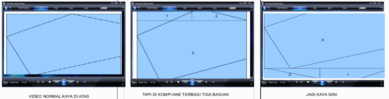 TANYA: video jadi terbagi tiga bagian di pemutar video