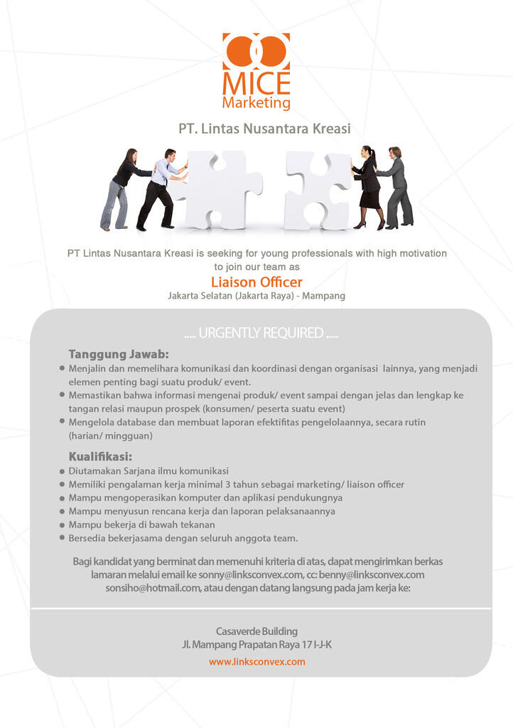 Lowongan Kerja Copywriter, Liaison Officer dan Sales Executive