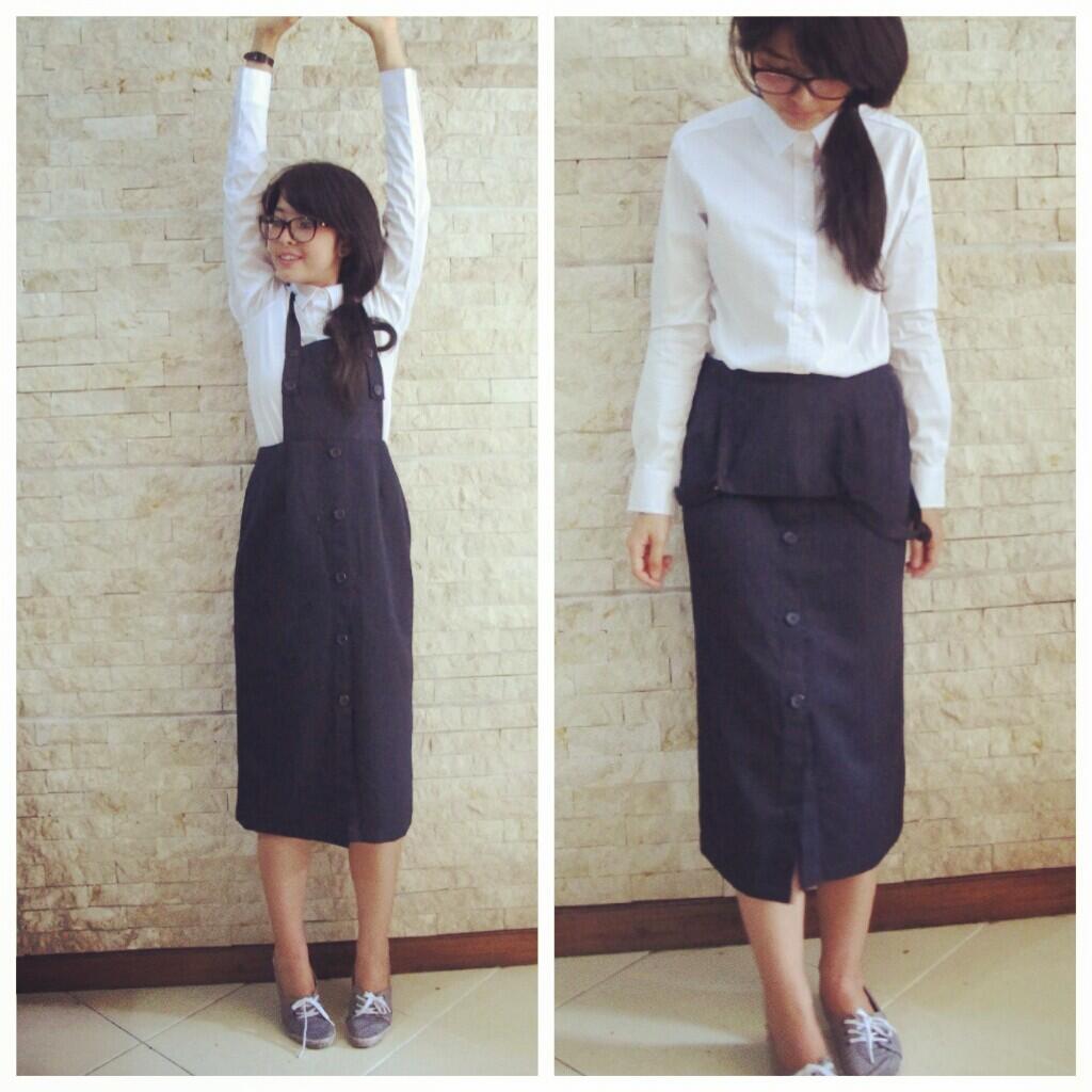 Korean Style (Unik): Overall Skirt, Floral Blazer, Long Cape, Accessories