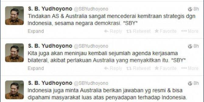 Telepon disadap Australia, SBY protes keras lewat Twitter