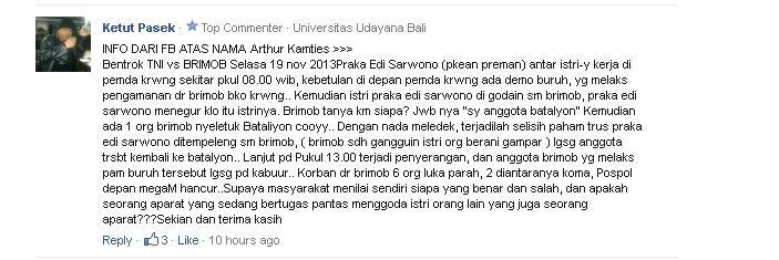 (Kok Versi merdeka.com lain sendiri ya) TNI vs polisi Karawang Karena Tilang?