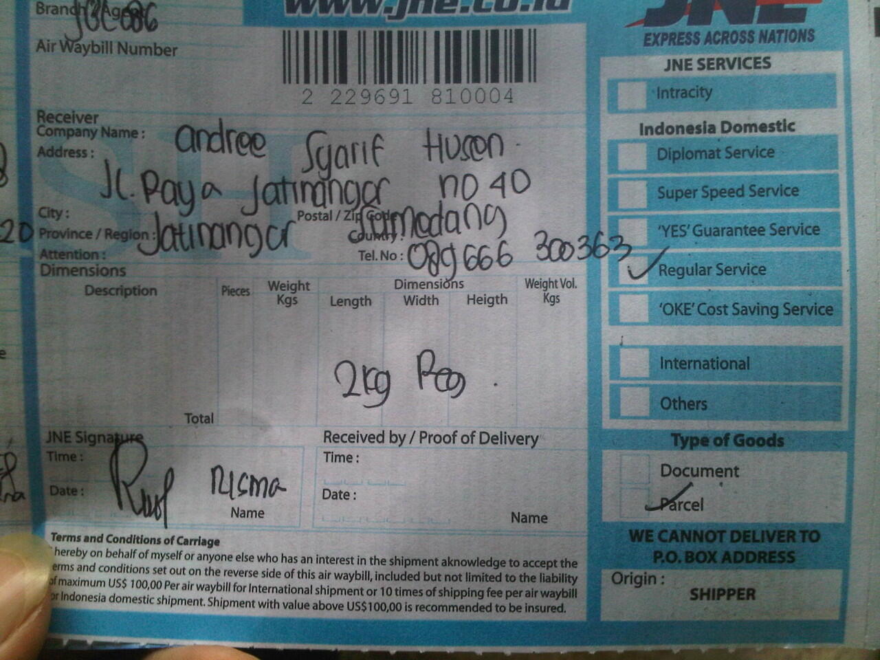 Sharing Foto2 Resi JNE &amp; Komen agan2 yg pernah beli barang dari lapak FJB ane