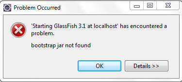 Eclipse glassfish &quot;bootstrap not found&quot;