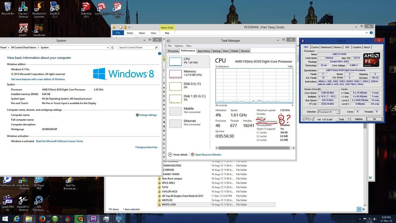 &#91;Ask&#93; Keanehan Vishera FX-8320 8 Core Di Windows 8.1 Pro 64 
