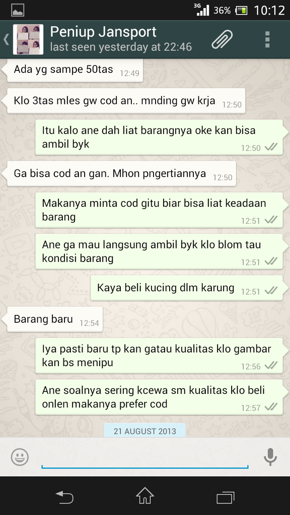 Ade abe ketiup tukang tas jansport di tokob*gus gan