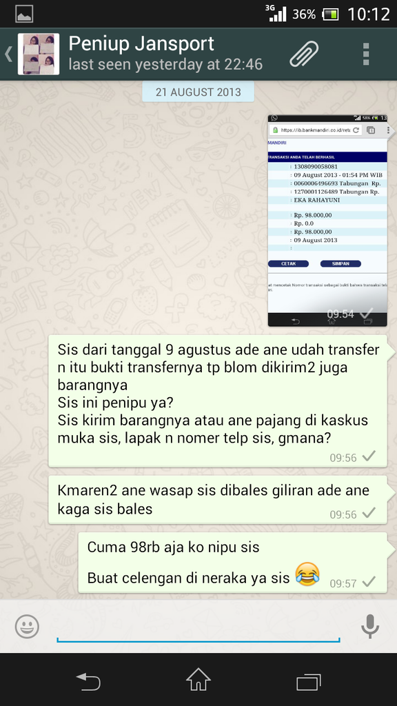 Ade abe ketiup tukang tas jansport di tokob*gus gan