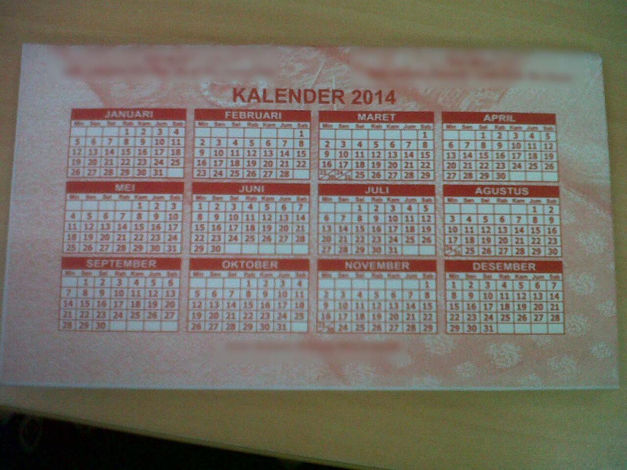 Kalender 2014, tanggalnya merah semua gan !!!