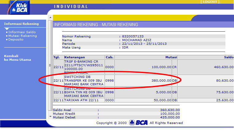 Hati-hati Penipuan, Rekening BNI 0226139049 - Ibu Mariani