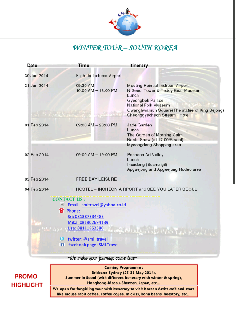 KOREA WINTER TOUR 2014