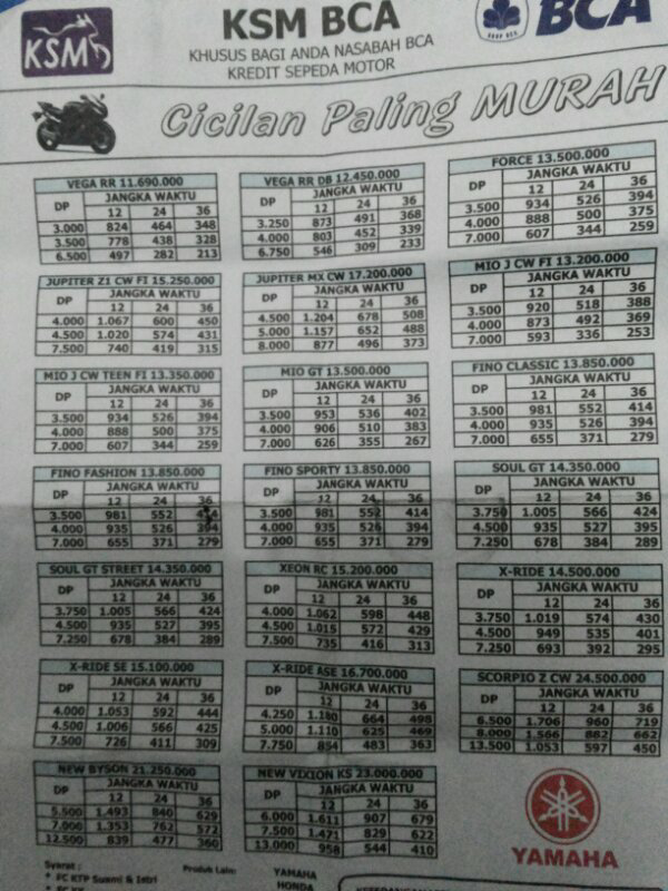 Honda, Yamaha dll Promo KSM BCA