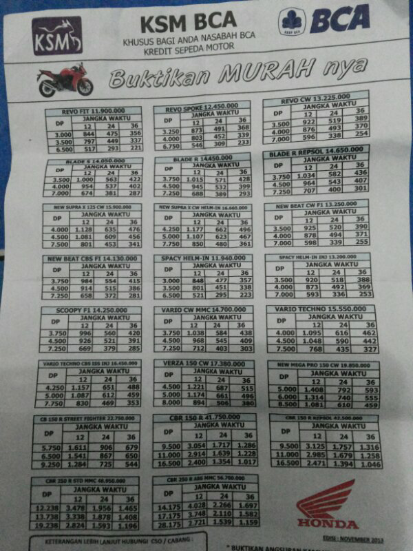 Honda, Yamaha dll Promo KSM BCA