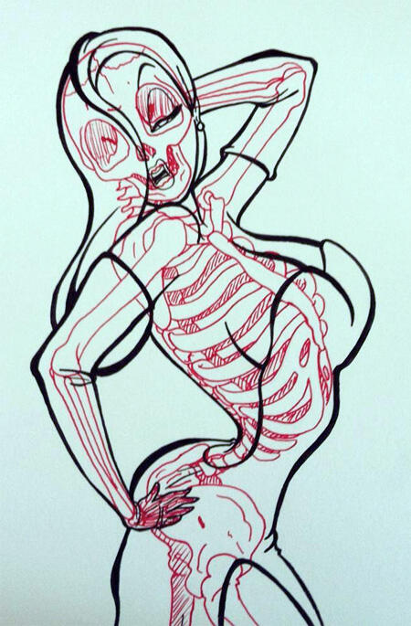 karena menggambar tubuh itu udah mainstream, agan ini menggambar Kerangka Tulang.