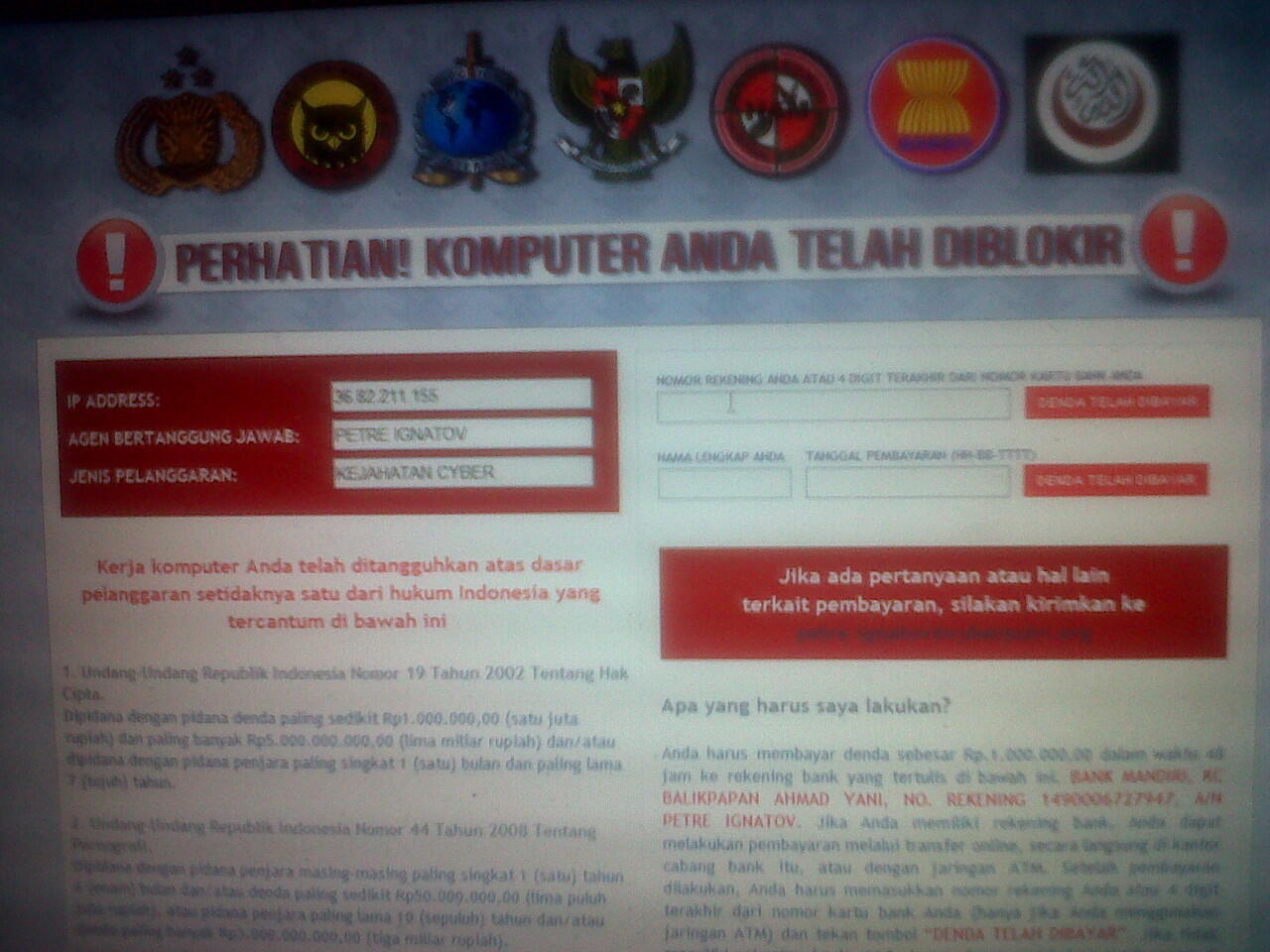 Tolong ane gan Ip address Laptop ane diblokir