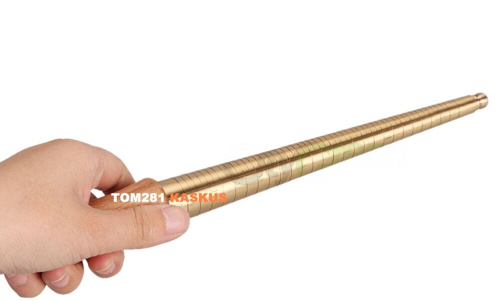 Tongkat ALAT PENGUKUR CINCIN JARI Size 1-13 Bahan LOGAM TEMBAGA Kuning Bergagang KAYU
