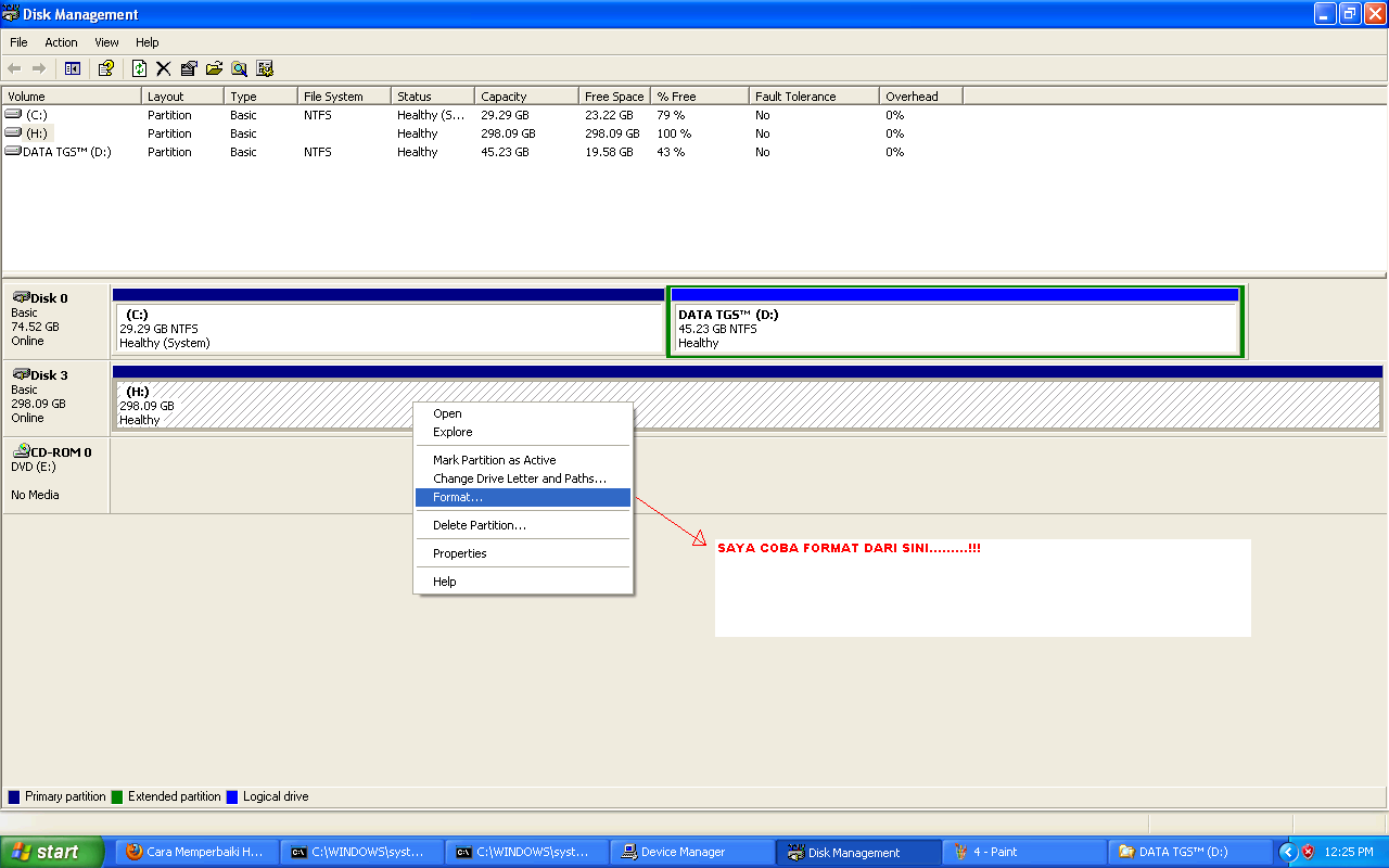 HDD EKsternal Tidak bisa Diformat...... help me...(with screnshoot)