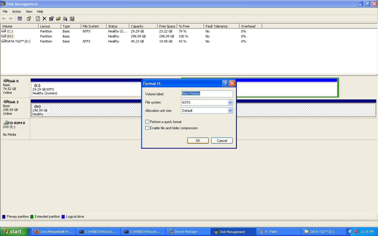 HDD EKsternal Tidak bisa Diformat...... help me...(with screnshoot)