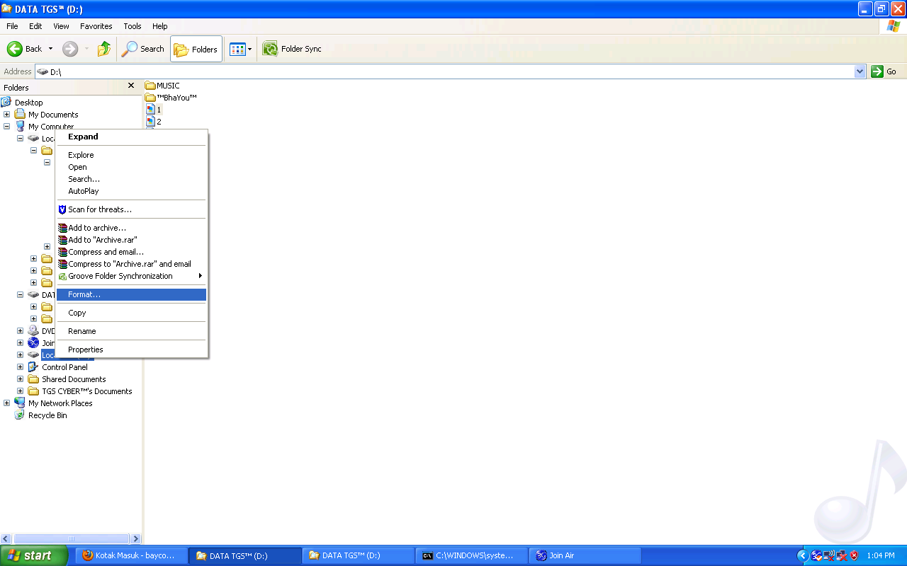 HDD EKsternal Tidak bisa Diformat...... help me...(with screnshoot)
